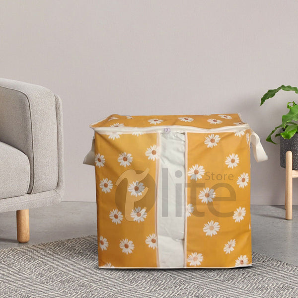 120 & 110 GSM Non Woven Storage Bag In Floral Print (Orange)
