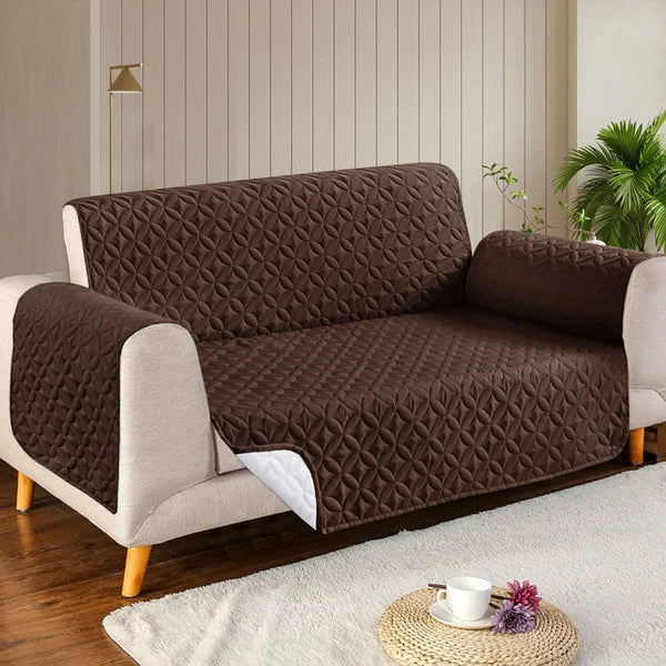 Mircrofiber Quilted Sofa Cover-Coffee