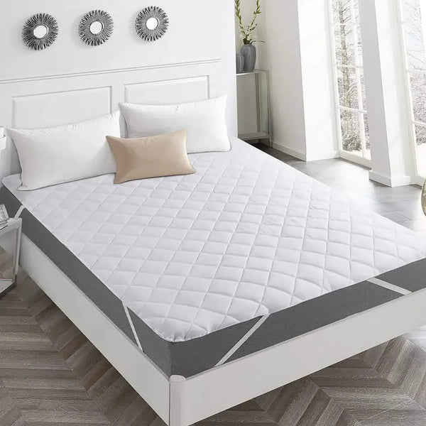 Soft Cotton Quilted 100% Waterproof Mattress Topper With Elastic Corners-King Size