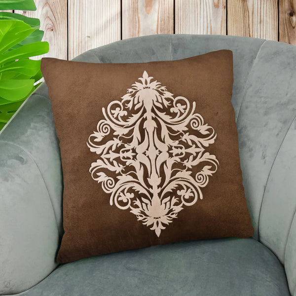 Velvet Stuff Laser Cut Cushion In Brown Color 16” x 16” 1040547