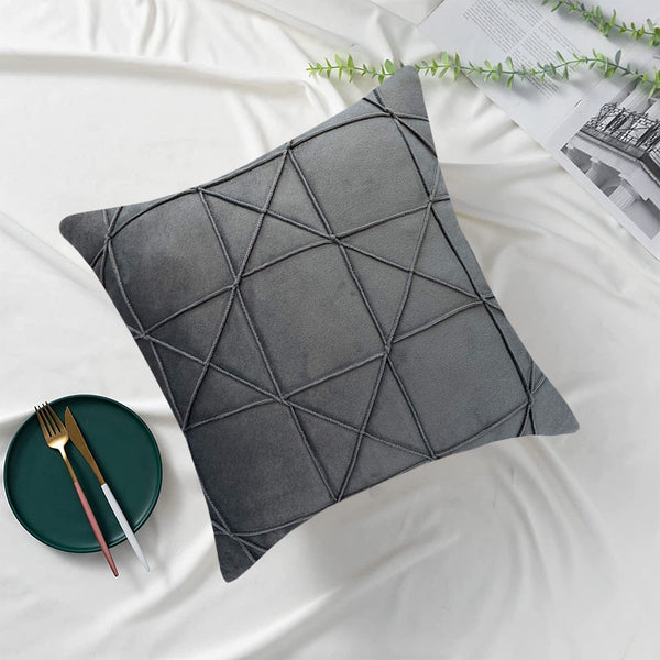 Luxury Embellished Velvet Cushion In Grey Color 16” x 16” 1040197